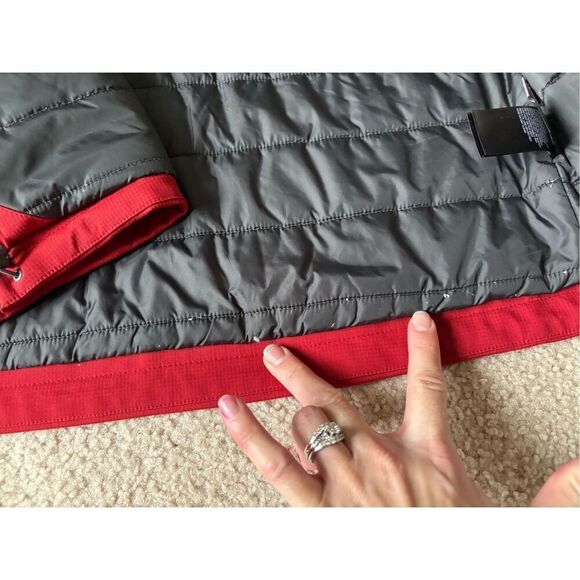 North Face Men’s Snow Jacket size M Windwall Hooded Lined Gray Red - Picture 4 of 14